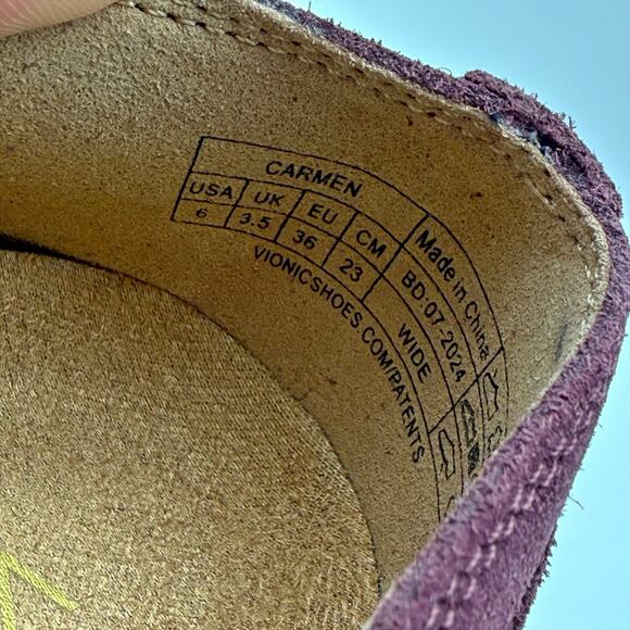 Vionic Womens Carmen Mary Jane Shoes US 6 Wide EU 36 Red Wine Suede NWOB - Picture 12 of 12